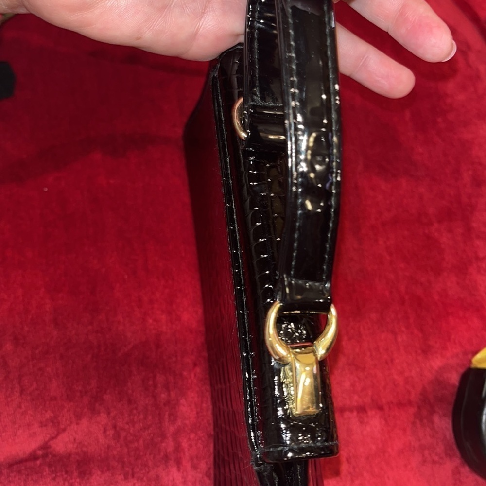 Vintage faux crocodile patent leather evening bag OS w/gold color hardware - Picture 6 of 9